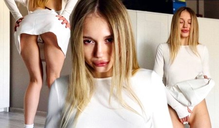 Студентка Аллиника после занятий надевает мини юбку и скачет на члене товарища